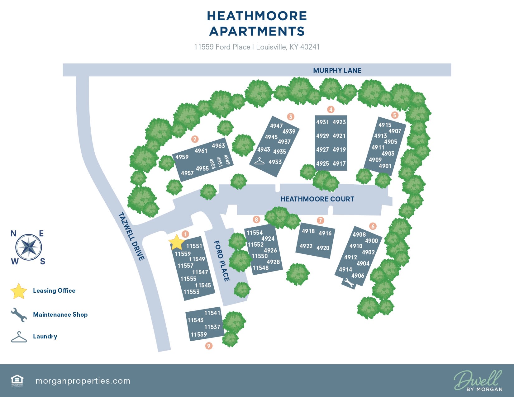 Property map at Heathmoore Apartments in Louisville, Kentucky 