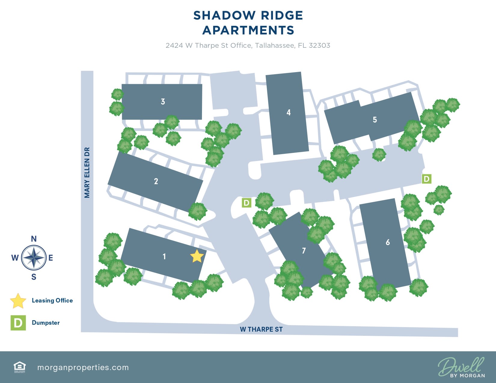 Property map at Shadow Ridge Apartments in Tallahassee, Florida
