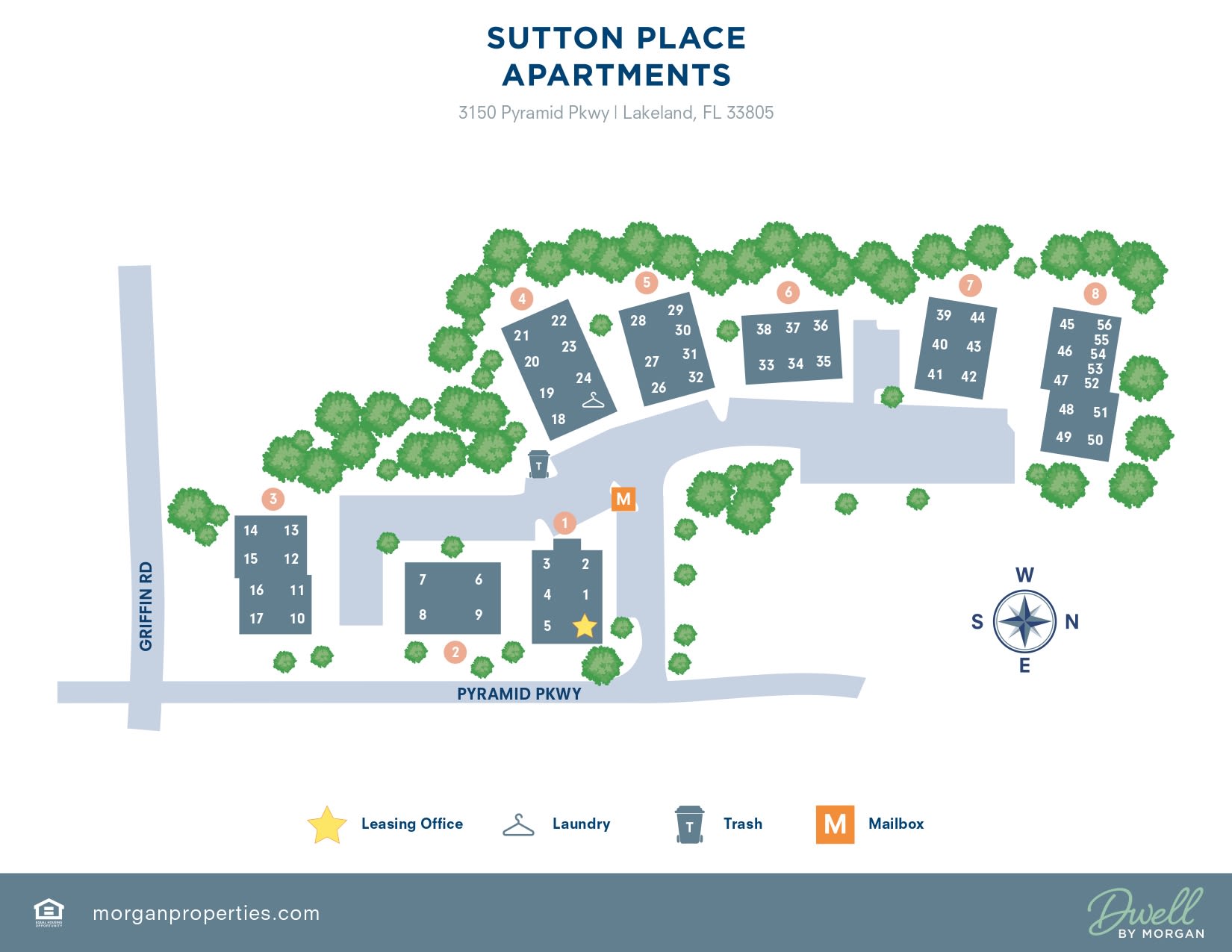 Property map at Sutton Place Apartments in Lakeland, Florida 
