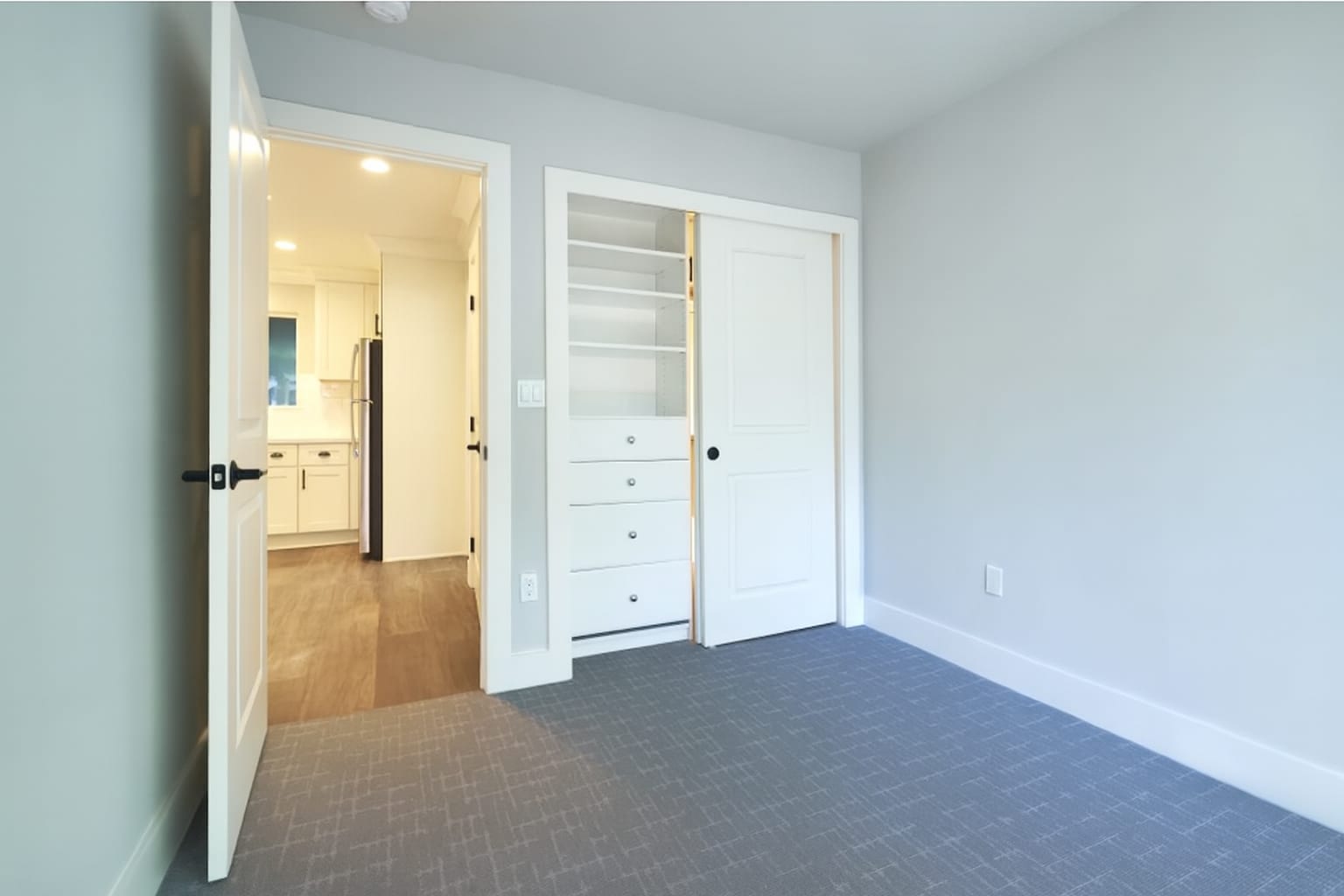 Spacious bedroom with a walk-in closet at Allure in Alamo, California