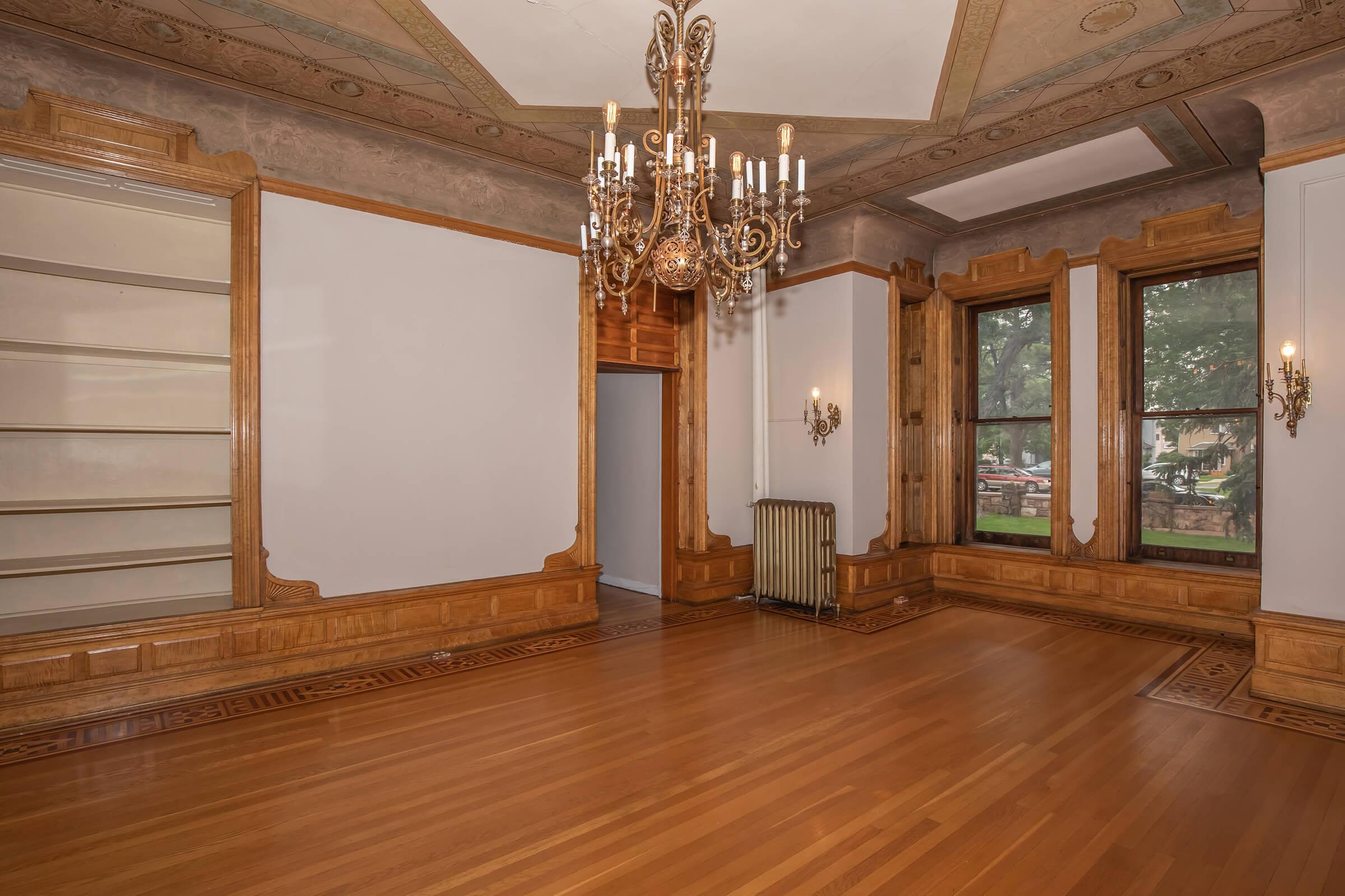 Living space with wood accents at Cascade Park in Colorado Springs,Colorado