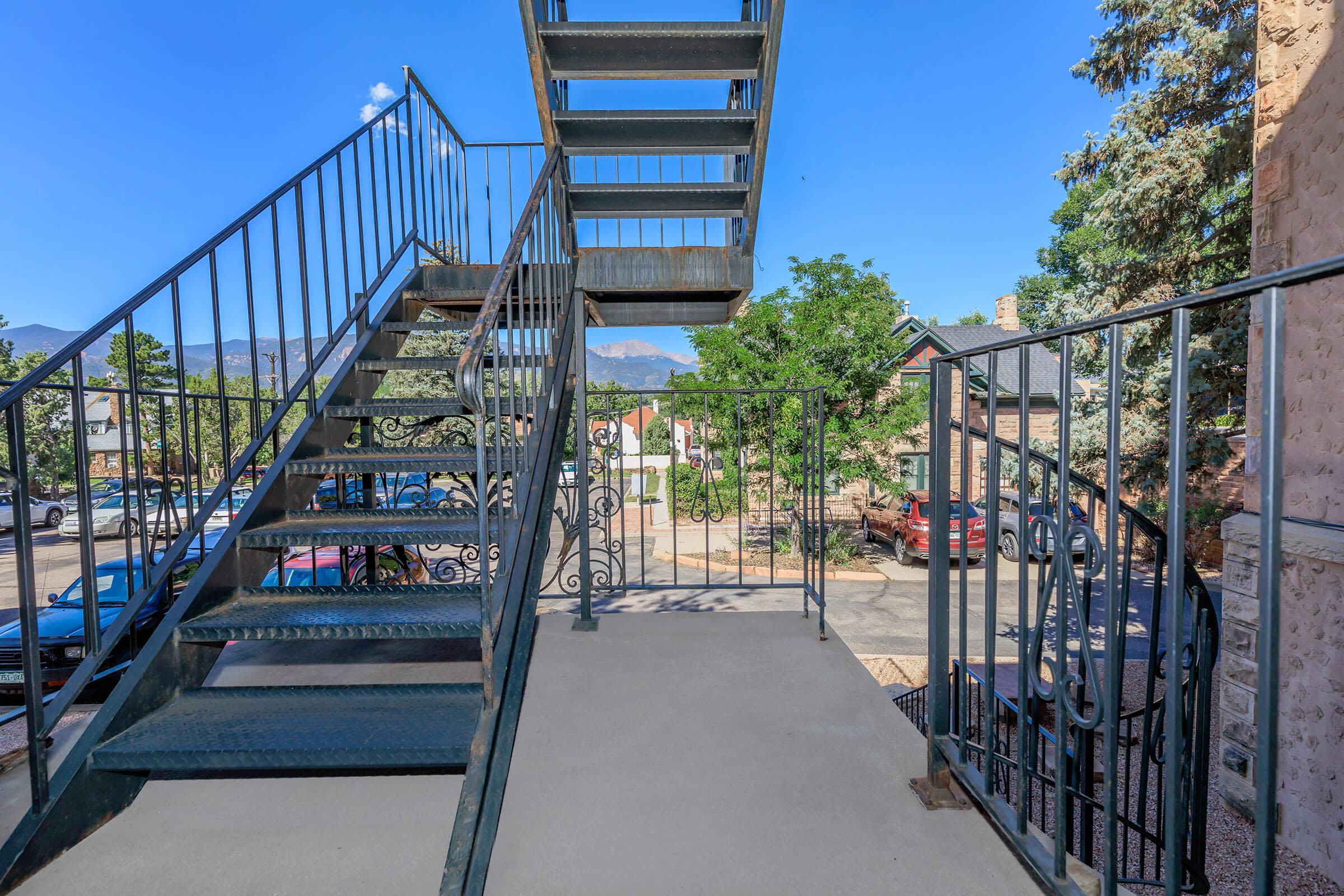 Exterior stairway at Cascade Park in Colorado Springs, Colorado