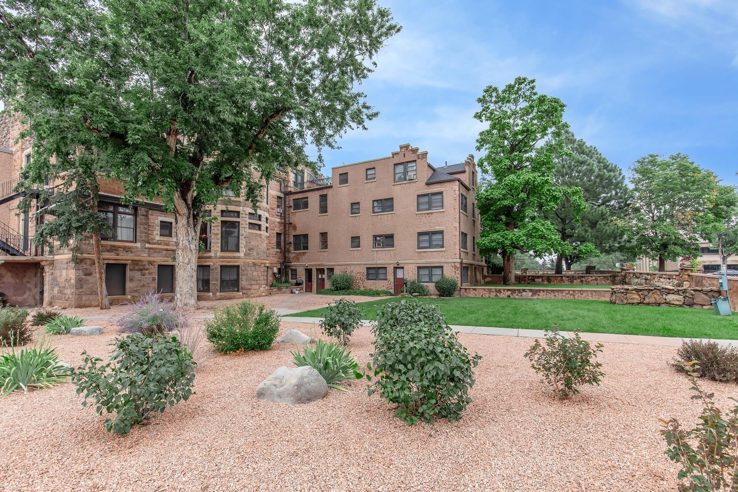 Exterior landscaping at Cascade Park in Colorado Springs, Colorado