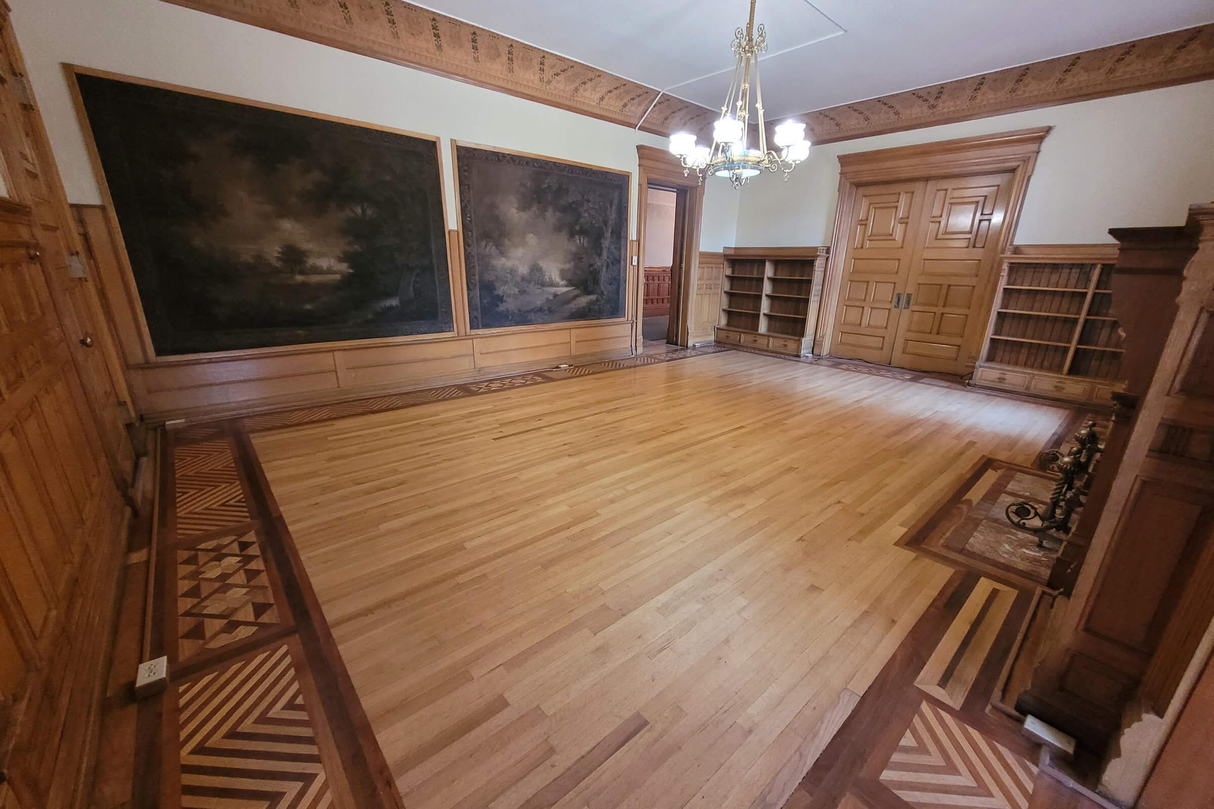 Living space with amazing wood trim at Cascade Park in Colorado Springs, Colorado