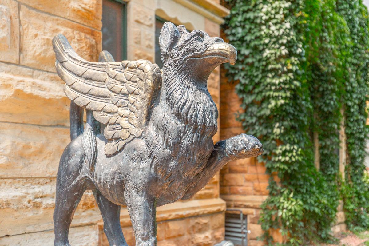 Sculpture of winged creature at Cascade Park in Colorado Springs, Colorado