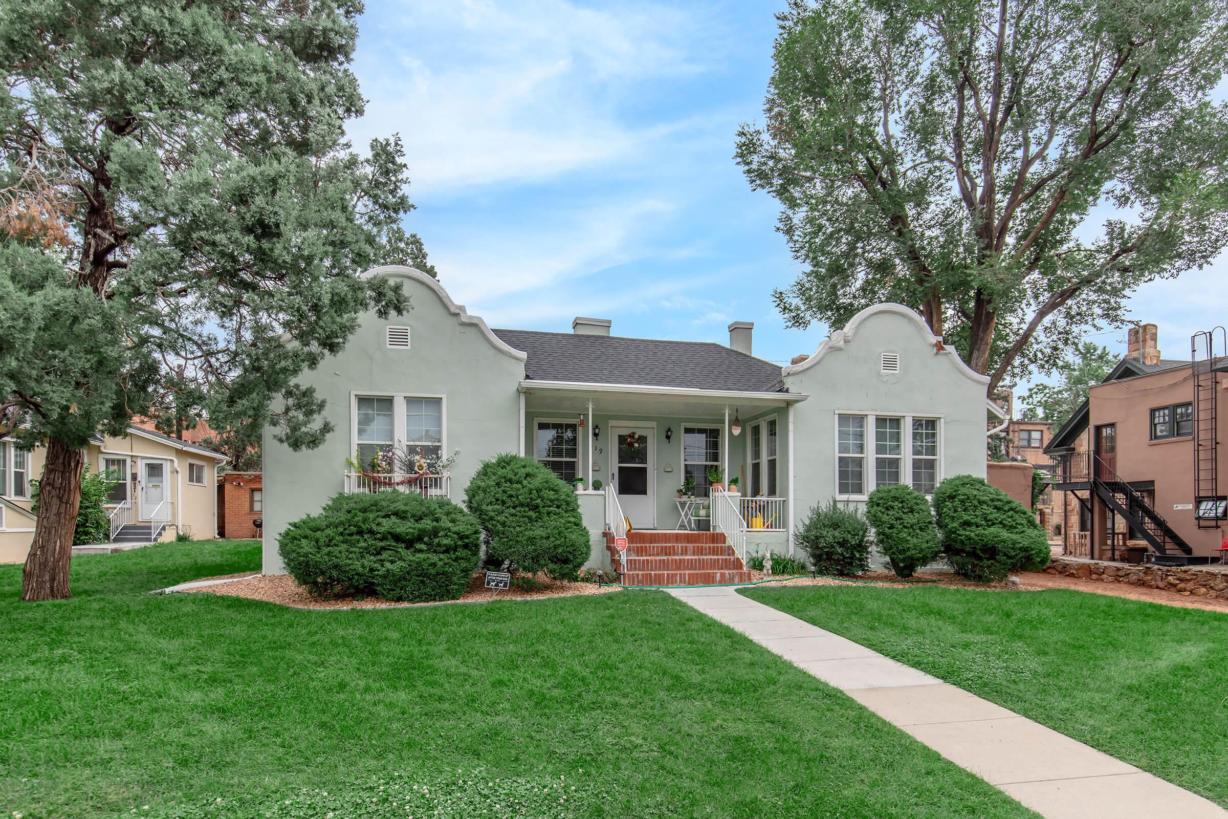 Exterior view of taupe building at Cascade Park in Colorado Springs, Colorado