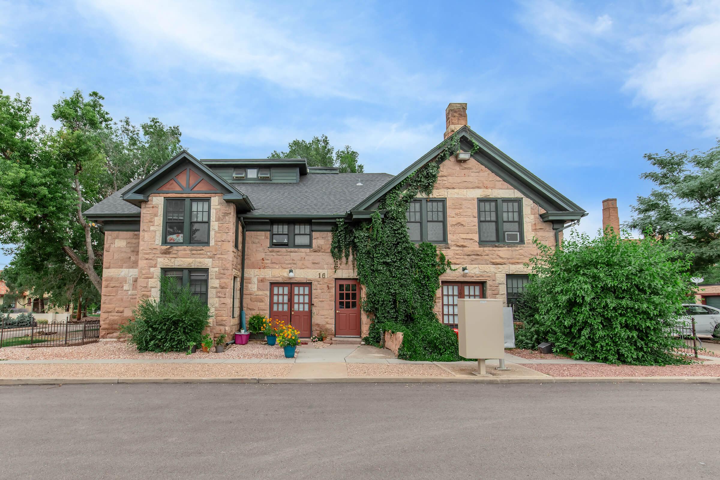 Exterior view of stone building at Cascade Park in Colorado Springs, Colorado