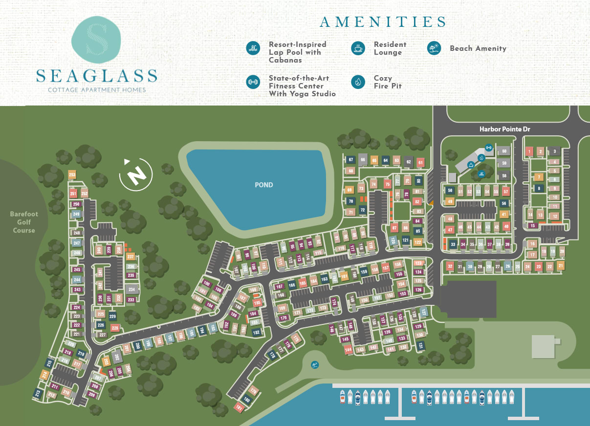 Site map at Seaglass Cottages in North Myrtle Beach, South Carolina
