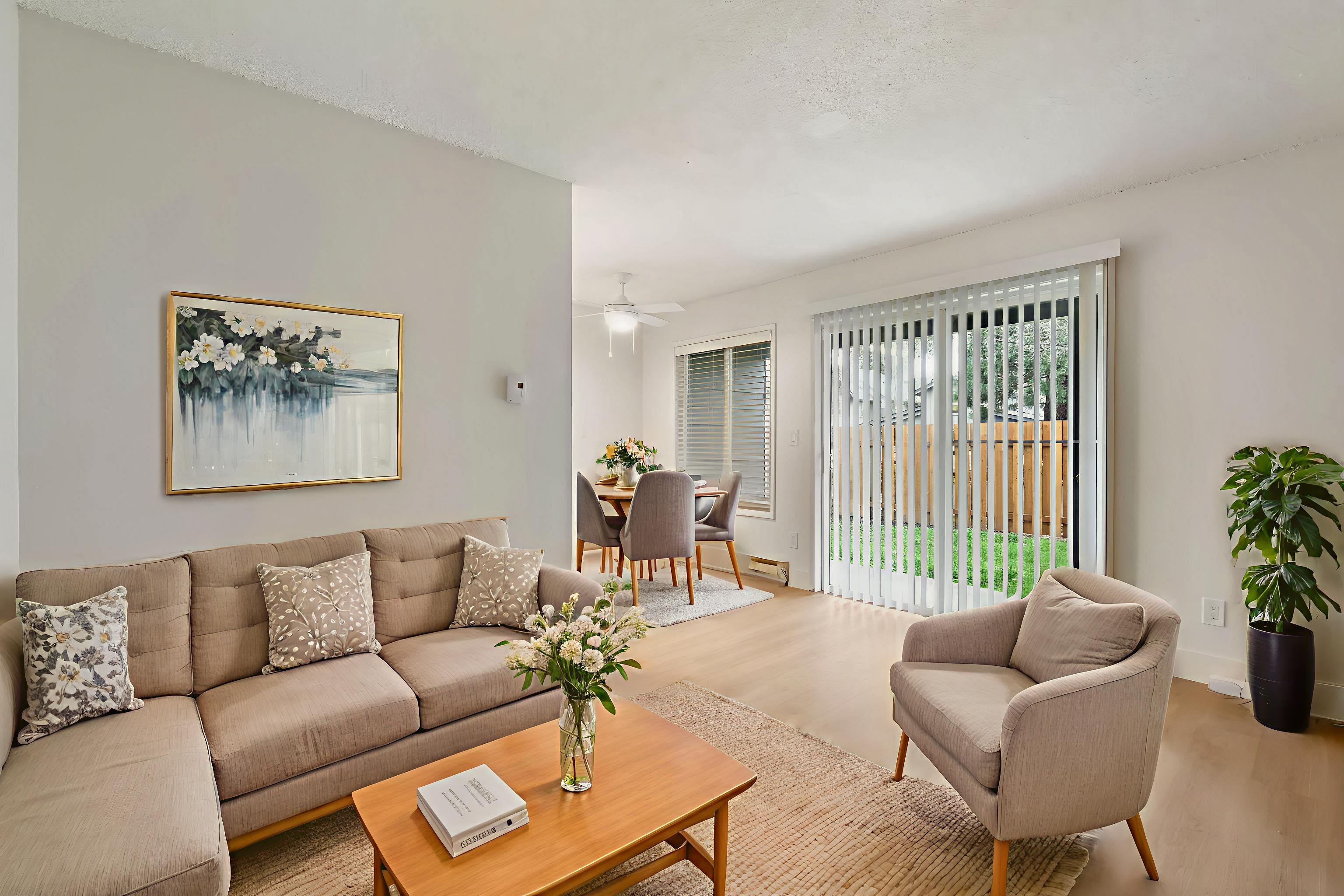 Open living room at Firwood Station in Portland, Oregon