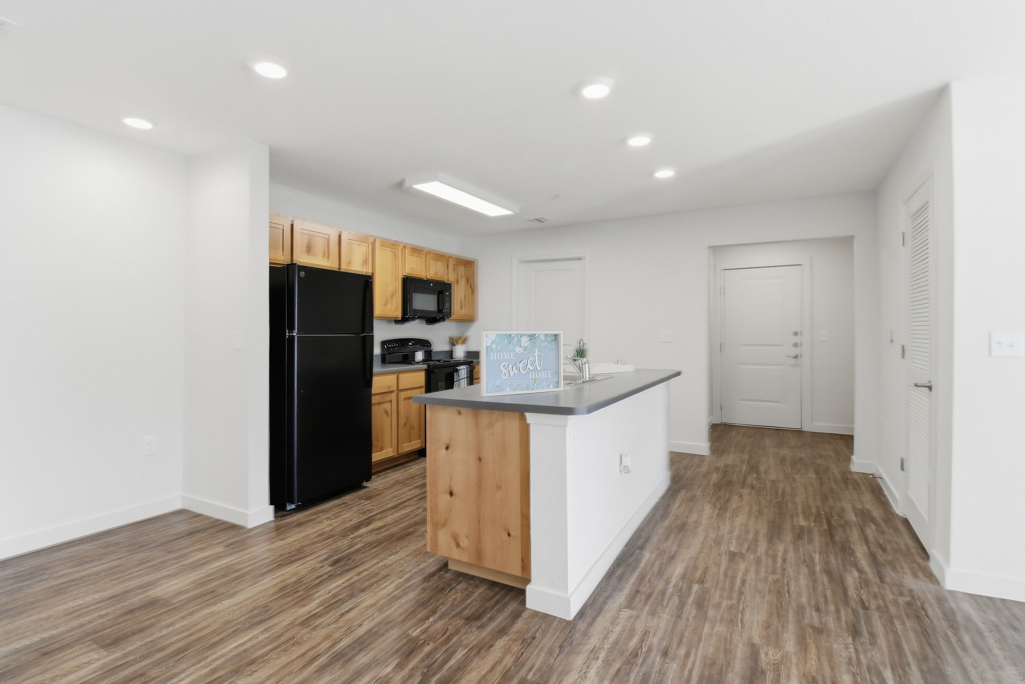 Kitchen with island countertop at Butler Park in Andrews, Texas