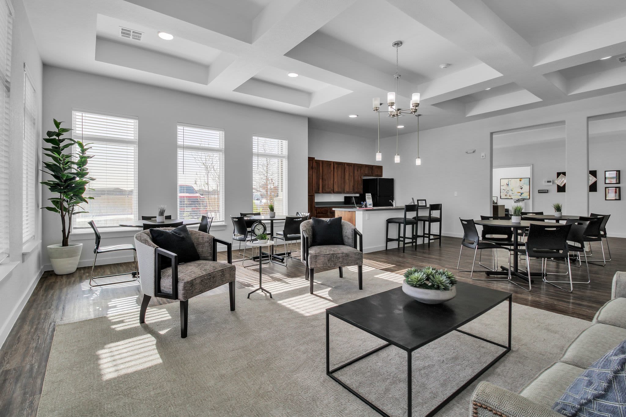 Clubhouse lounge seating at Butler Park in Andrews, Texas