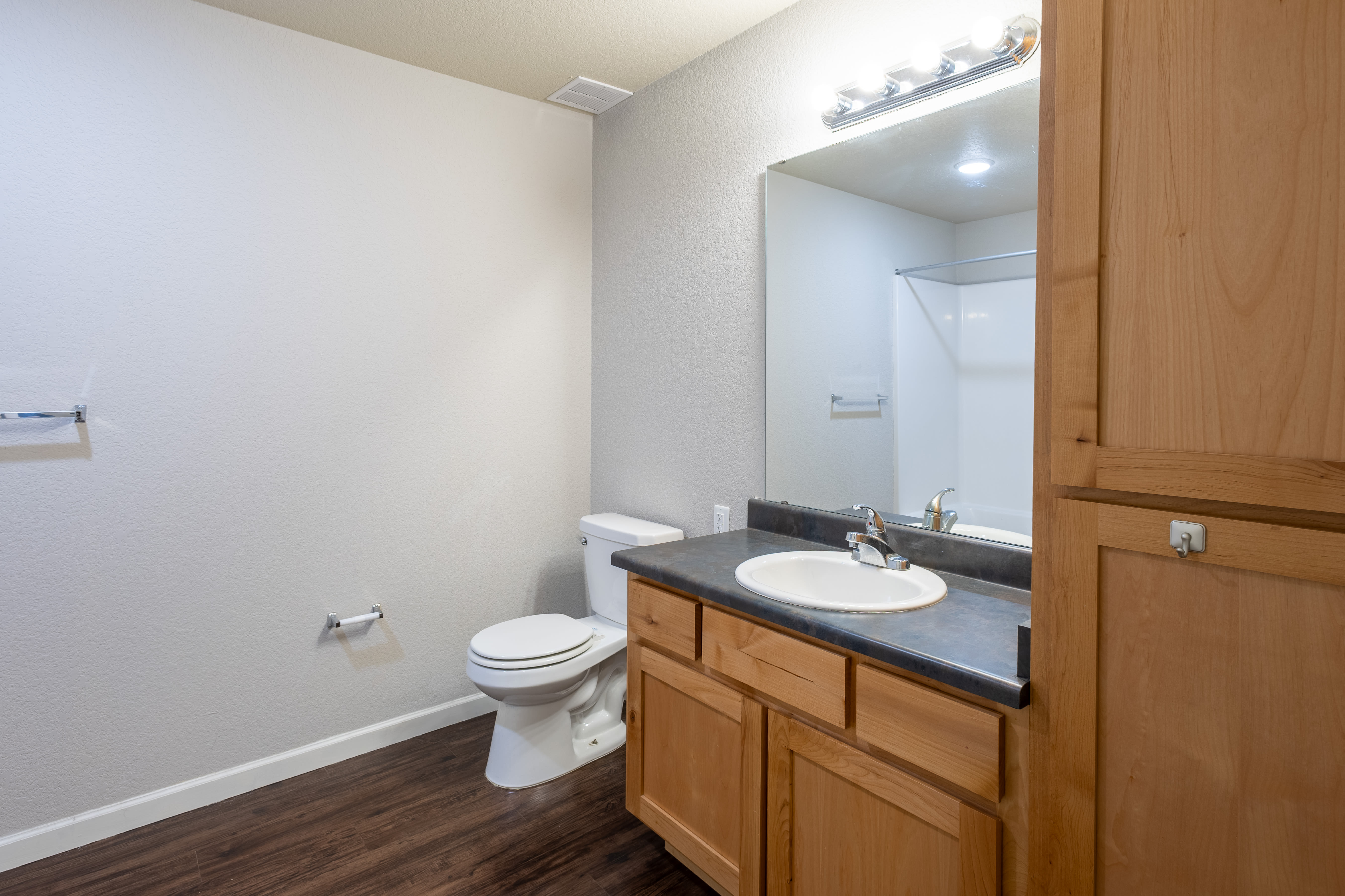 Bright bathroom at Harvest Park in Pampa, Texas