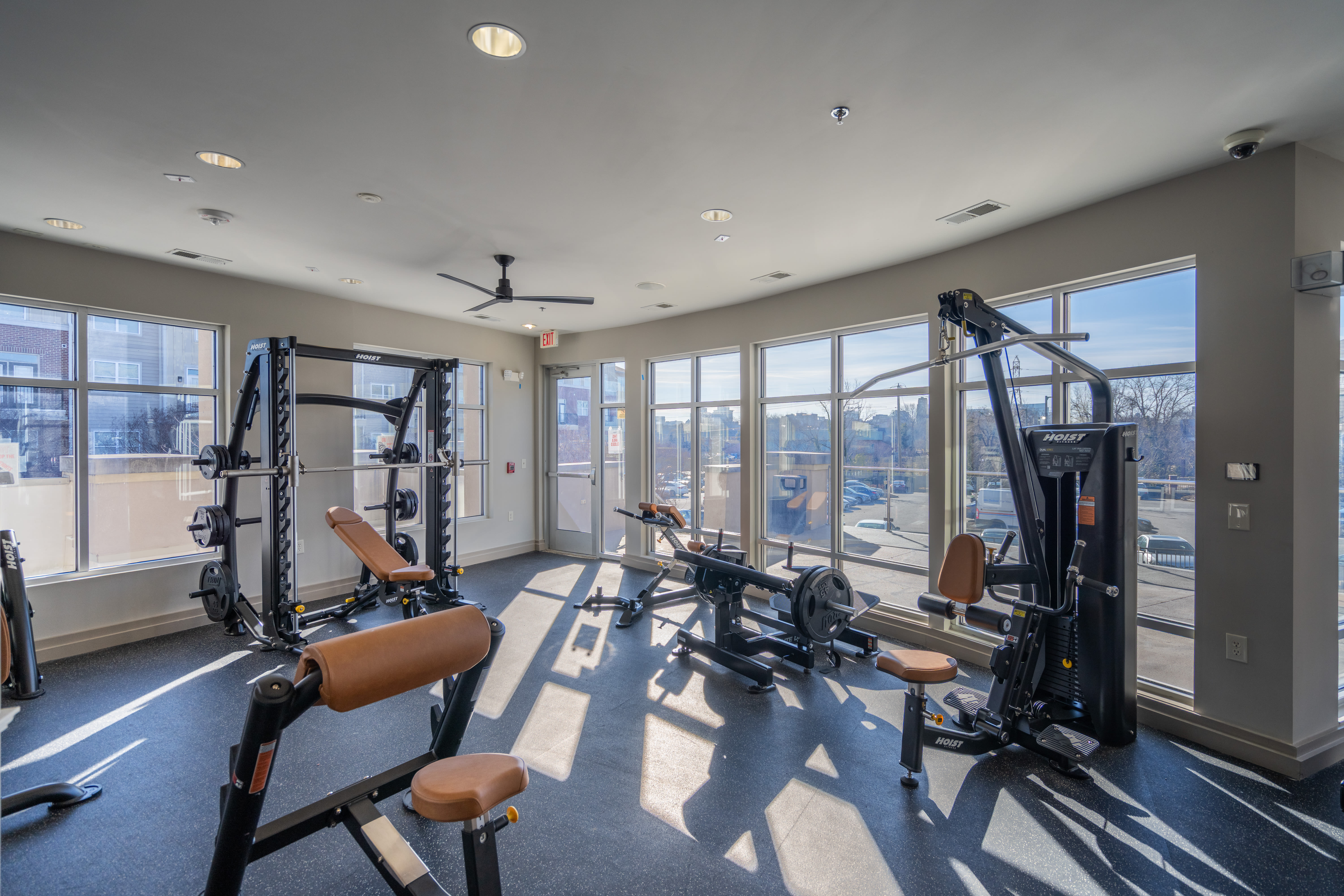 Gym equipment at The James in Richmond, Virginia