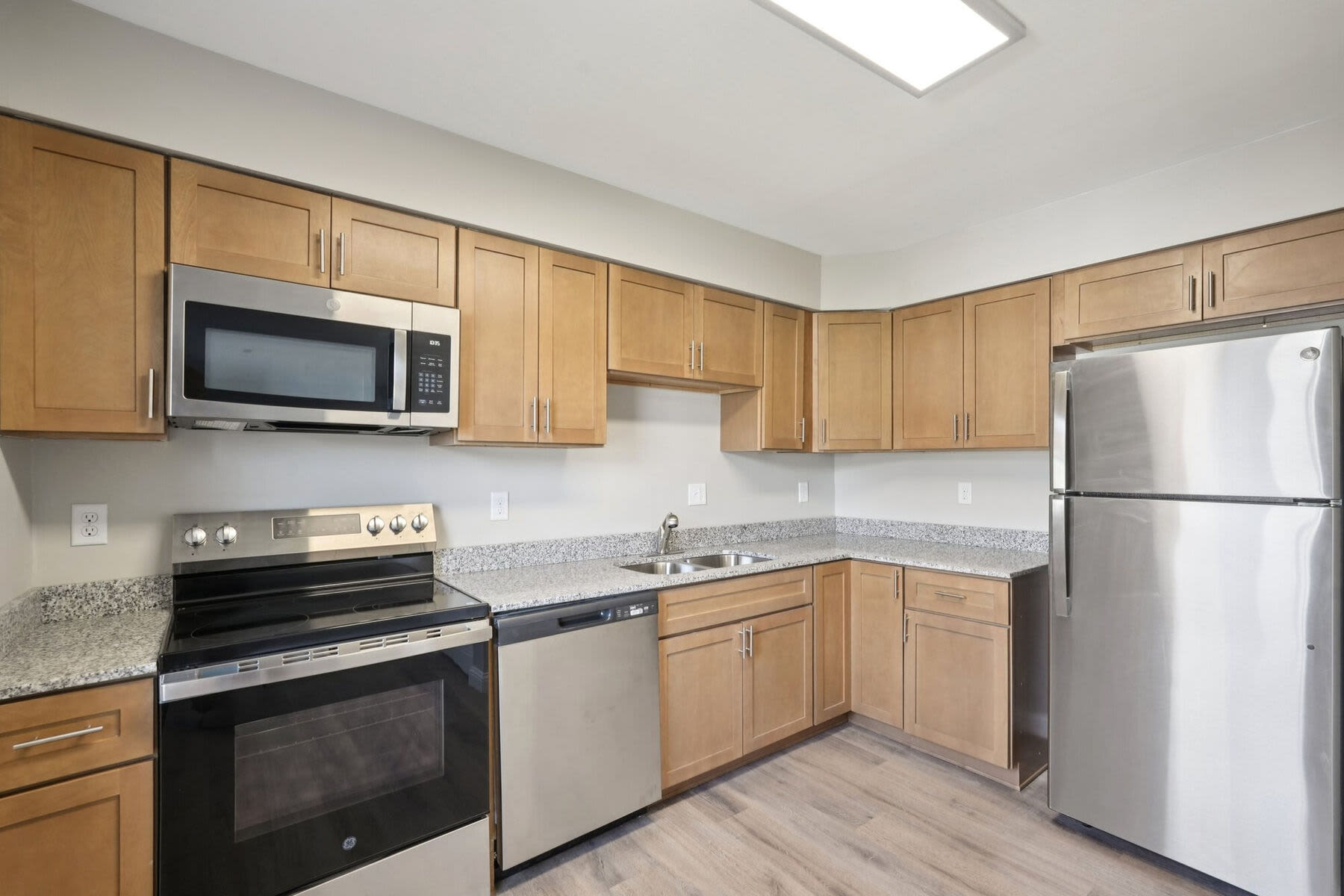 Fully equipped kitchen at Charleston Square Apartments in Columbus, Indiana