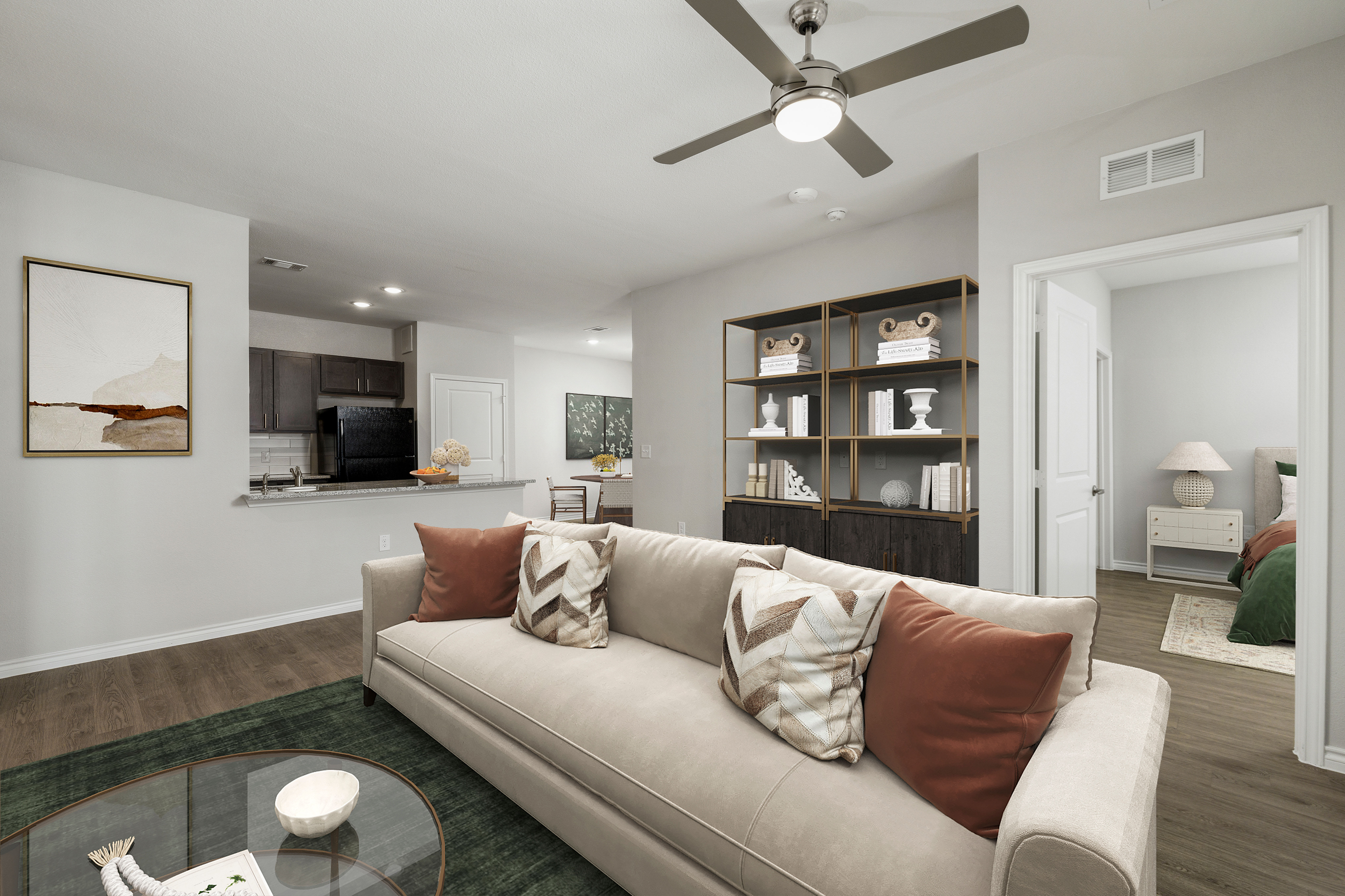 New living room with a couch at Echo Trail in Bowling Green, Kentucky