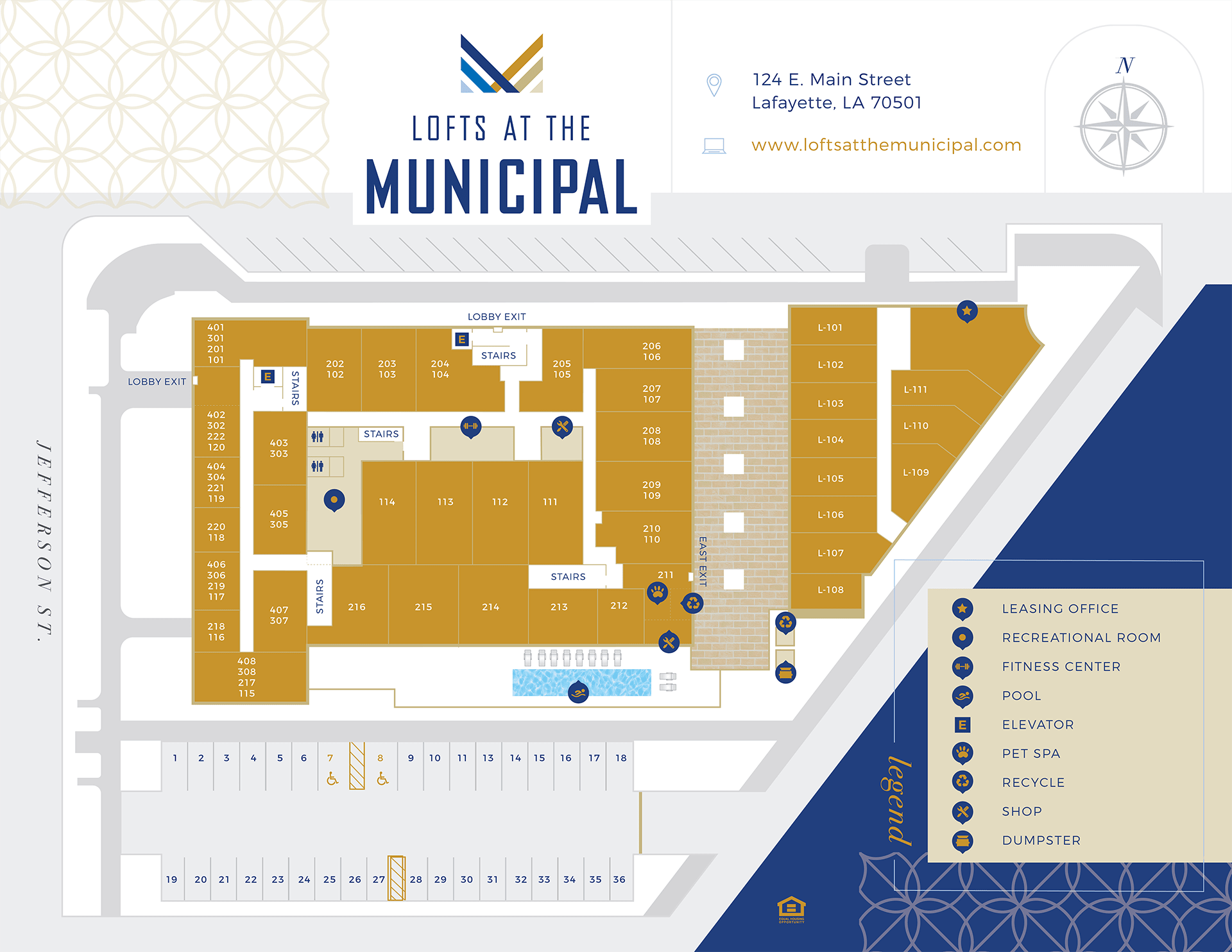 Sitemap at The Lofts at the Municipal in Lafayette, Louisiana