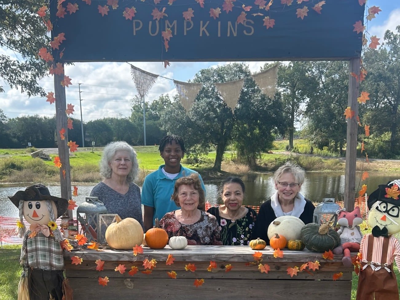 Residents at a fall themed event at Glenncrest at Decatur in Decatur, Georgia