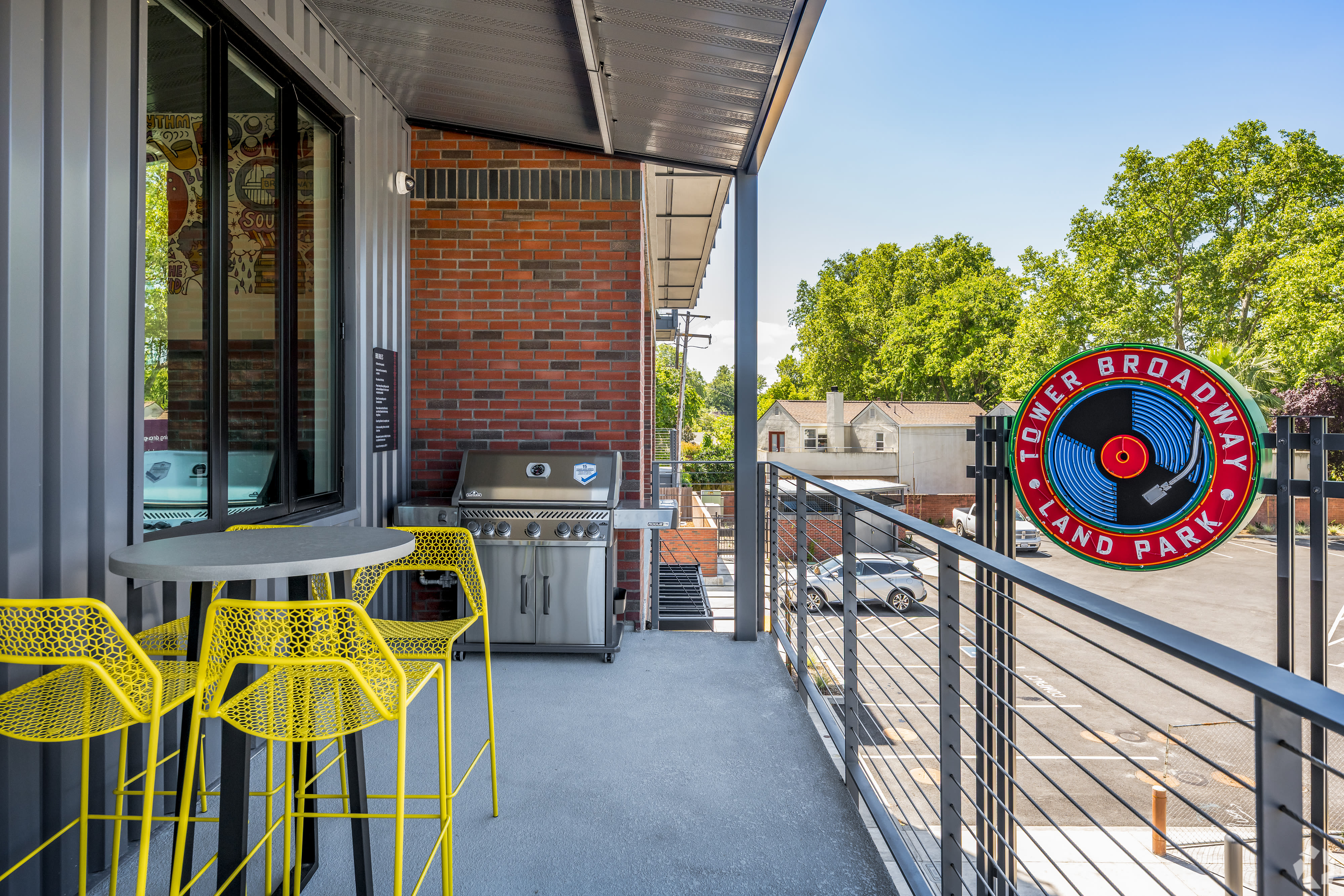 Balcony at Tower Broadway in Sacramento, California