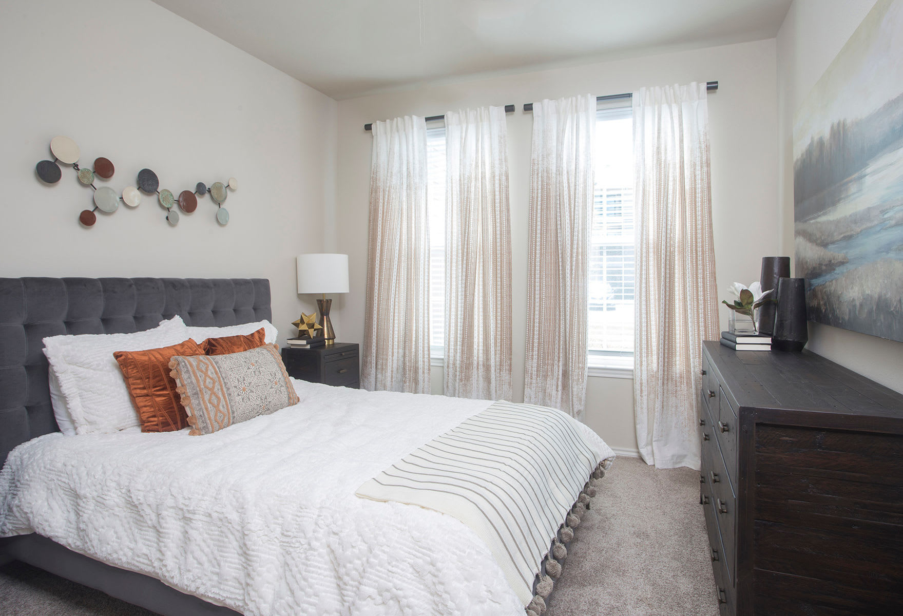 Luxury bedroom at Lakeside Villas in Baton Rouge, Louisiana