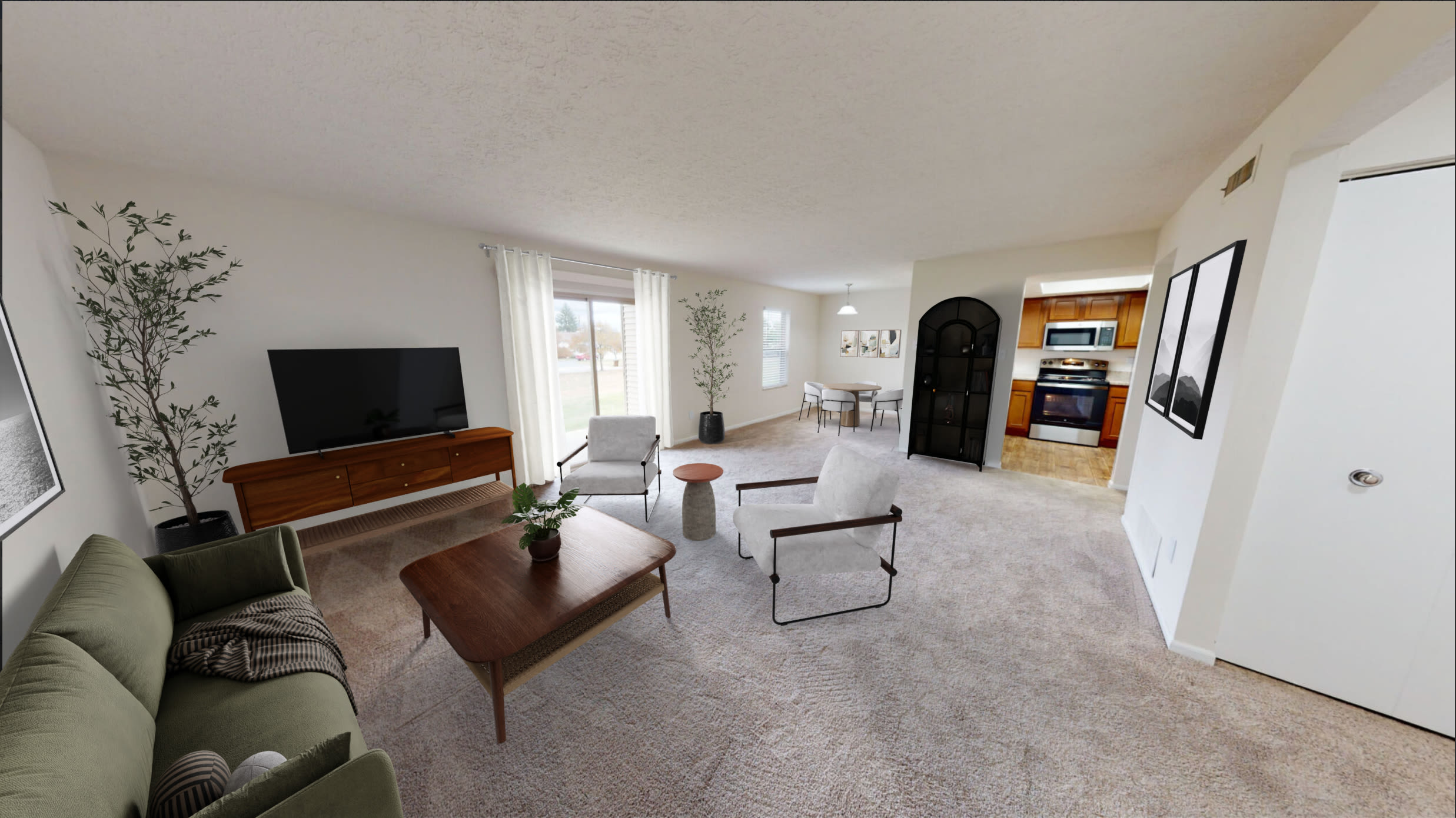 Cozy living area at The Highlands in Fairborn, Ohio