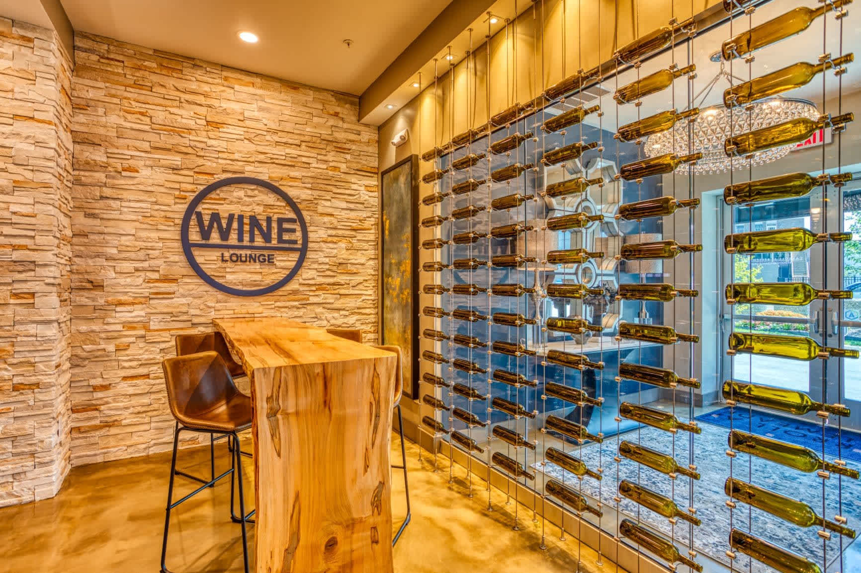 Wine lounge area at Carroll at Bellemeade in Greensboro, North Carolina