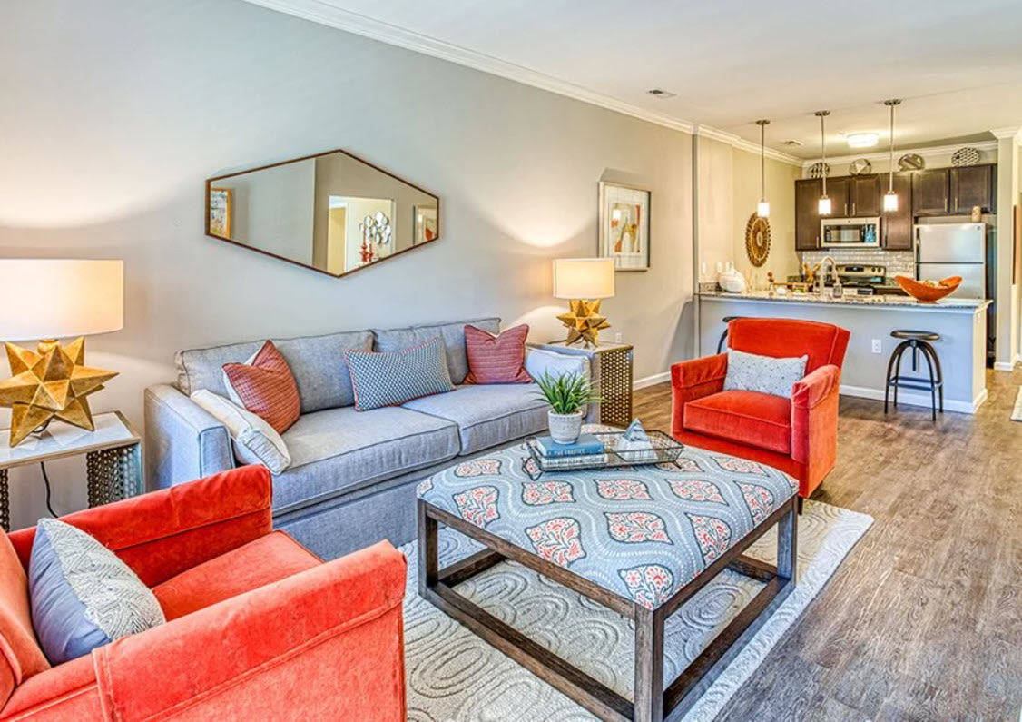 Cozy living room at Ascot Point Village in Asheville, North Carolina