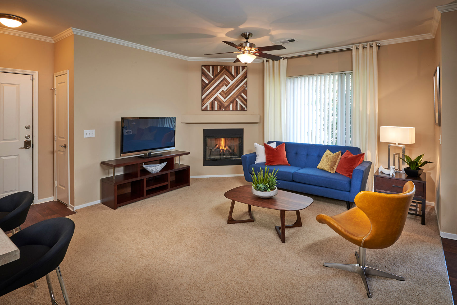 Beautiful living room at Legend Oaks Apartments in Aurora, Colorado