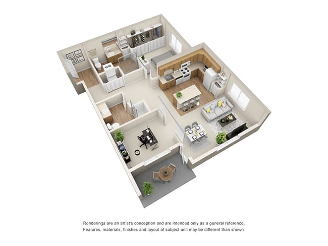 two bedroom floor plan at Carnegie Heights at Henderson in Henderson, Nevada