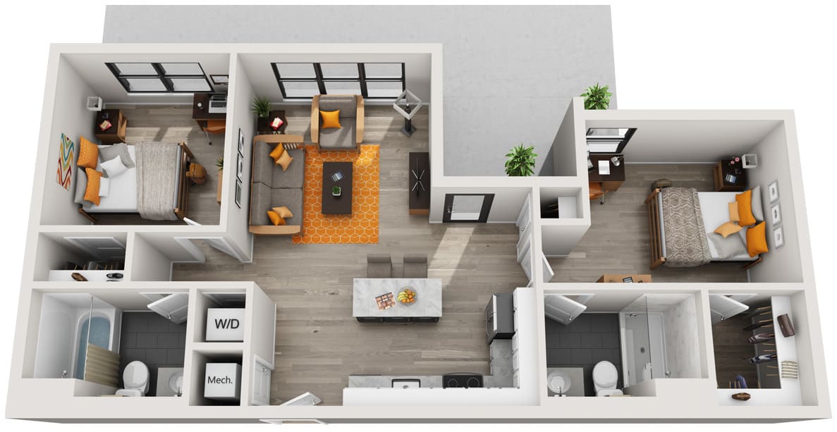 View 2 Bedroom Floor Plans at Tribeca STL | Apartments in St. Louis, Missouri