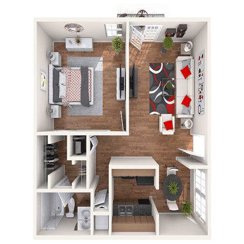 View of The Grassmere one bedroom Floor Plan at 865 Bellevue Apartments in Nashville, Tennessee