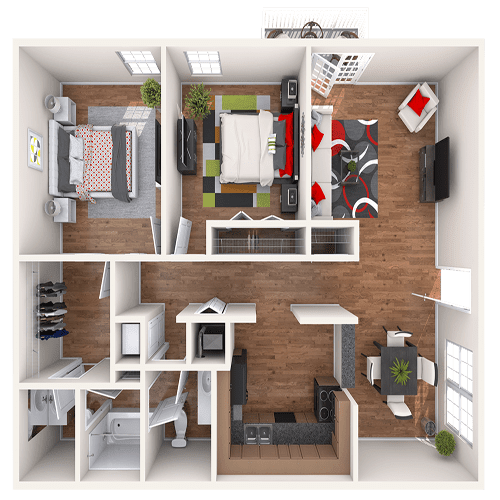 View two bedroom Opry Floor Plan at 865 Bellevue Apartments in Nashville, Tennessee