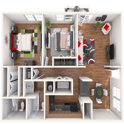 View two Bedroom The Titan Floor Plan at 865 Bellevue Apartments in Nashville, Tennessee