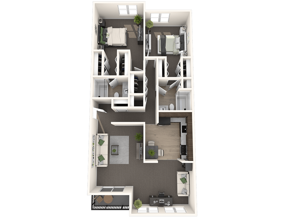 View 2 Bedroom Thornbury Floor Plans at Preserve at Cradlerock Apartment Homes | Apartments in Columbia, Maryland