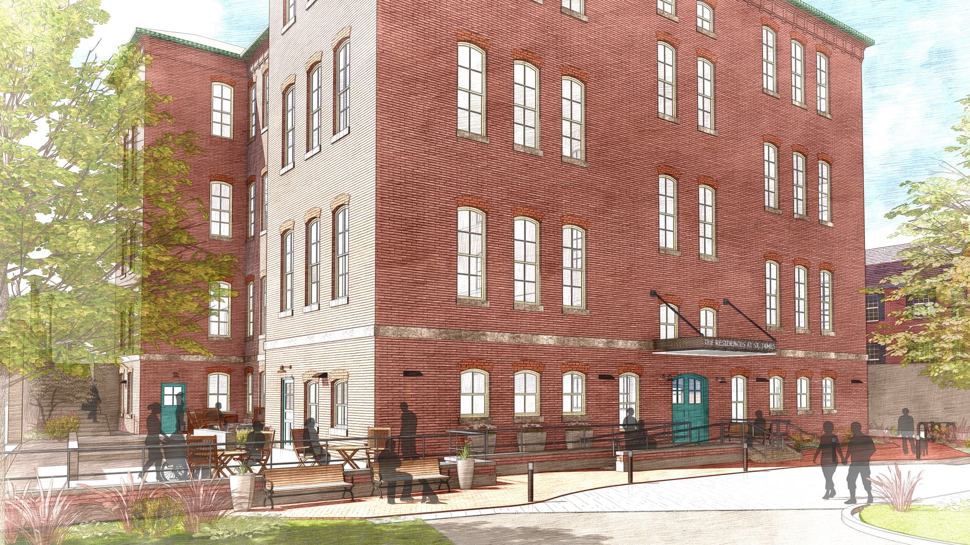 Exterior view at The Residences at St James in Salem, Massachusetts