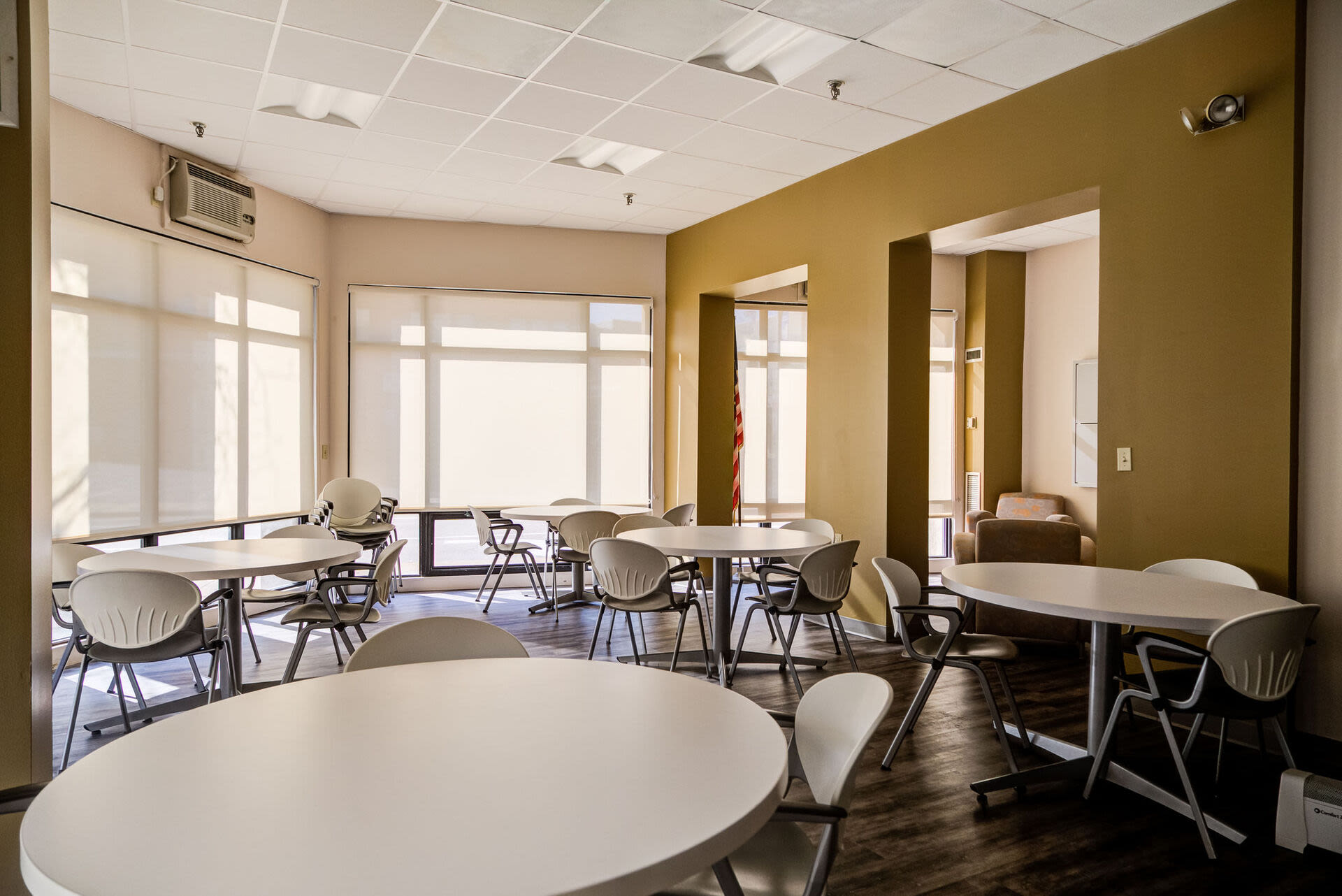 Spacious seating area at Bixby Brockton Apartments in Brockton, Massachusetts, 