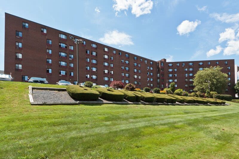 Exterior view of a community apartment at Borden Place Apartments in Fall River, Massachusetts
