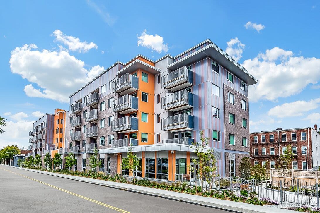 View of apartments at Coppersmith Village in East Boston, Massachusetts