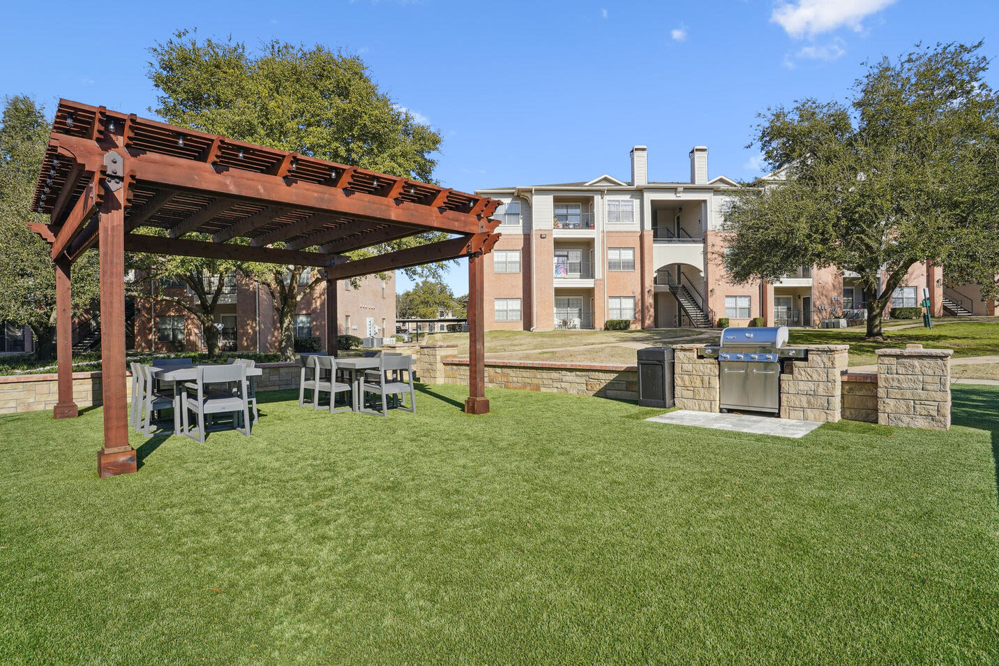 Cabana area near pool at Mission Eagle Pointe in Allen, Texas, 