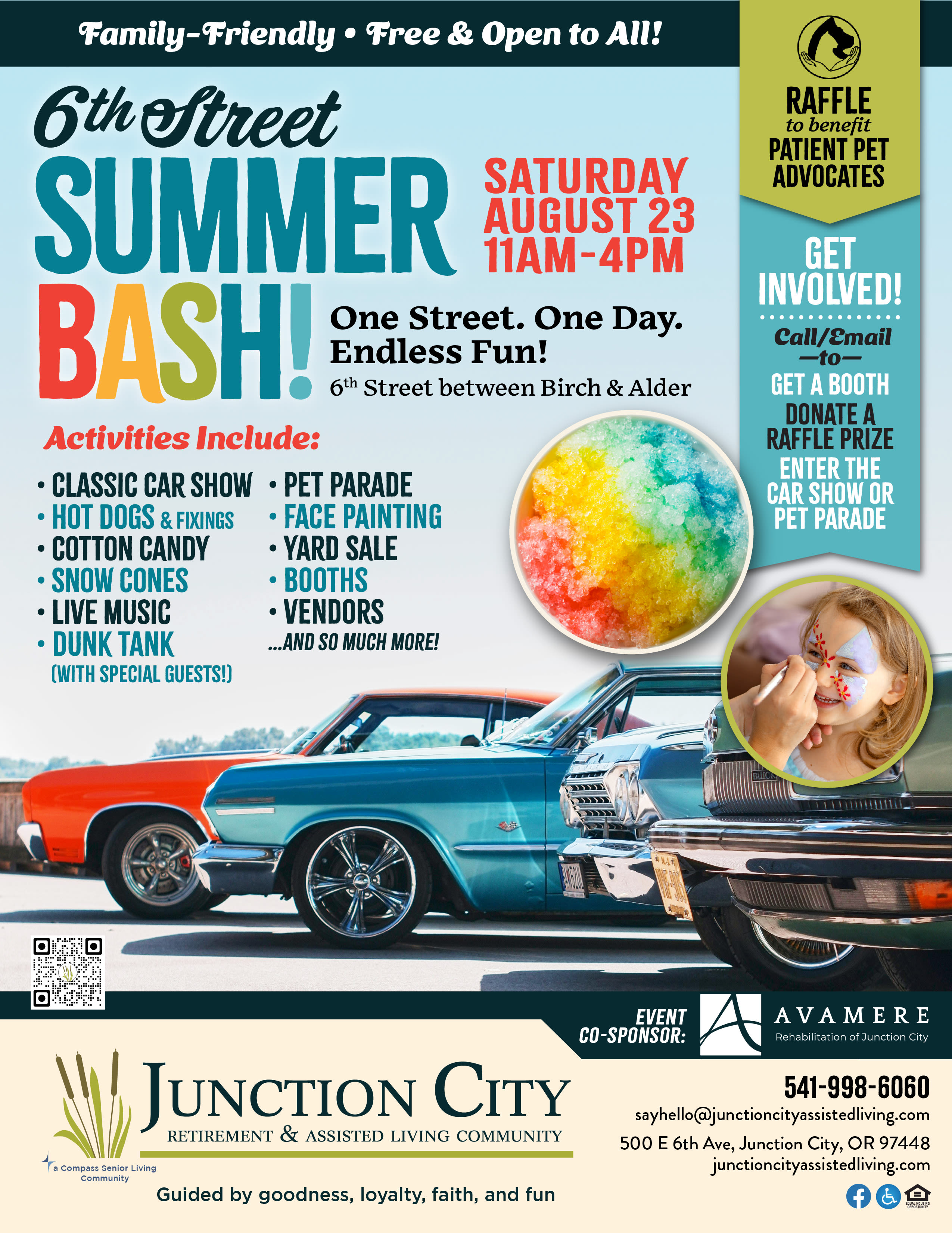 Summer Bash flyer at Junction City Retirement and Assisted Living in Junction City, Oregon