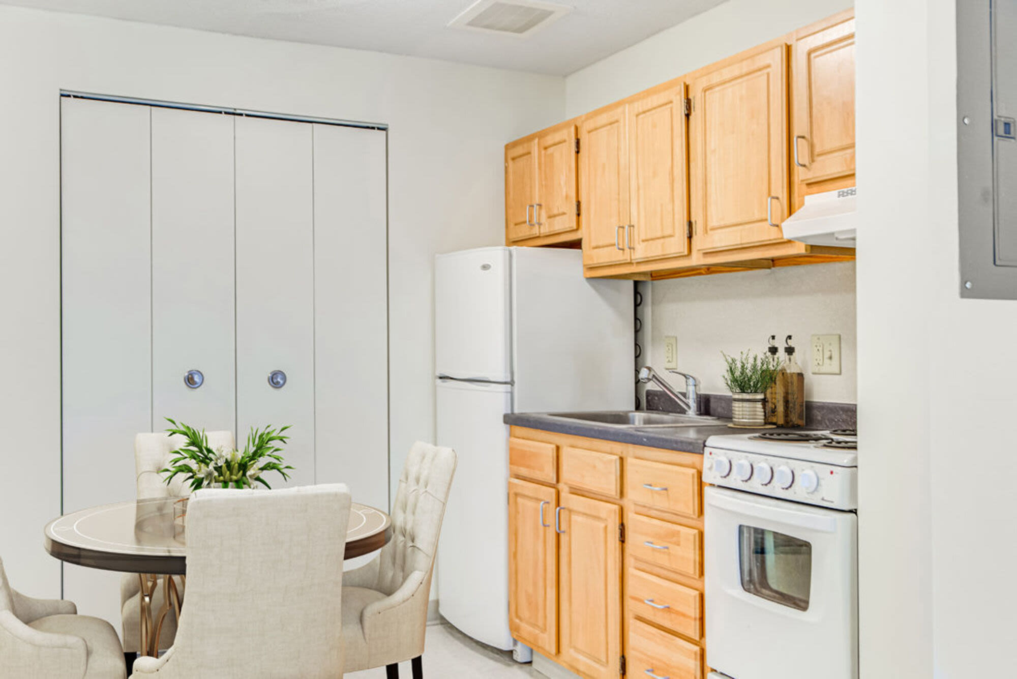 Well-lit kitchen at Heritage Apartments in Malden,Massachusetts