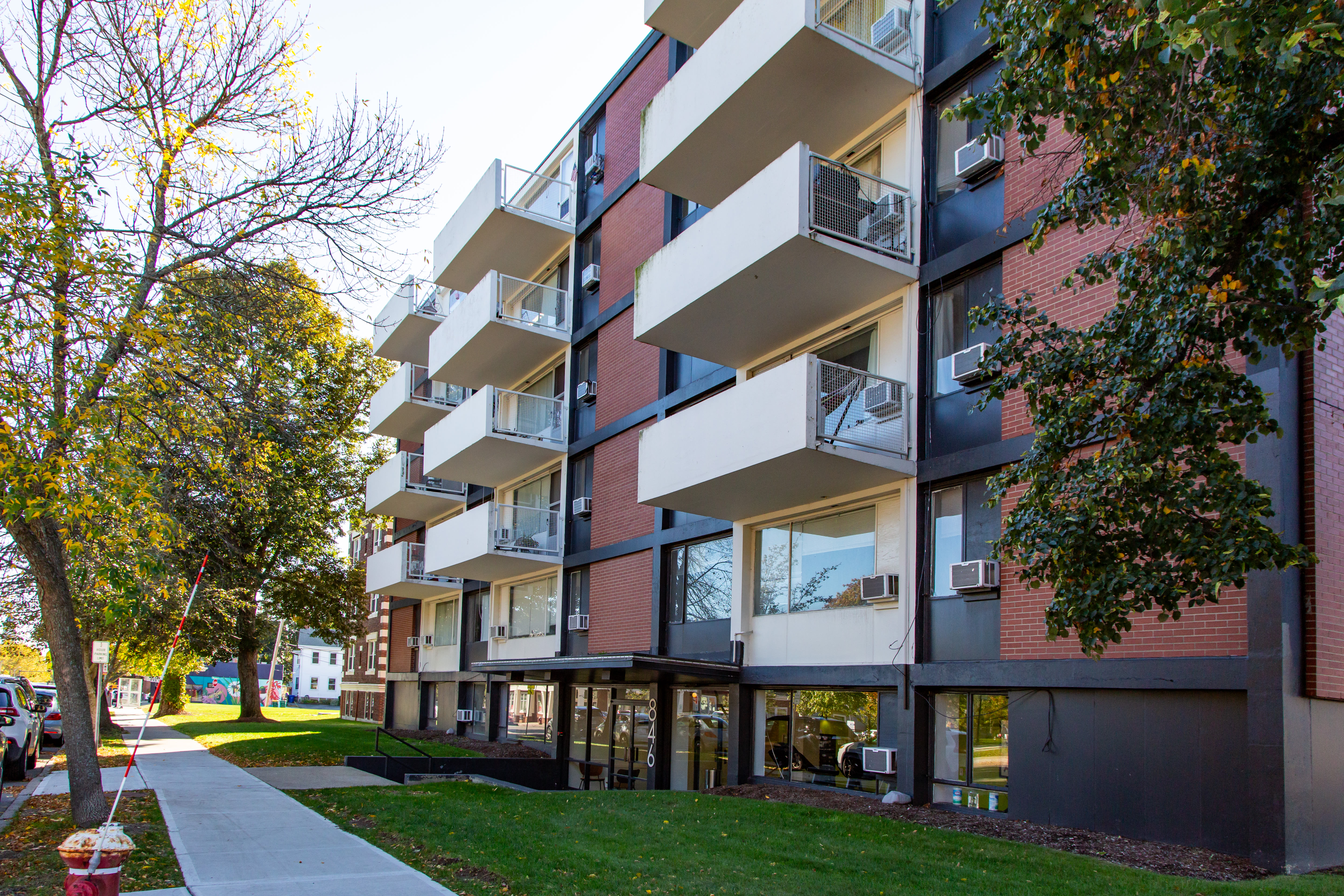 Community building with walkway  at HCA 840-846 Mass Ave in Arlington, Massachusetts