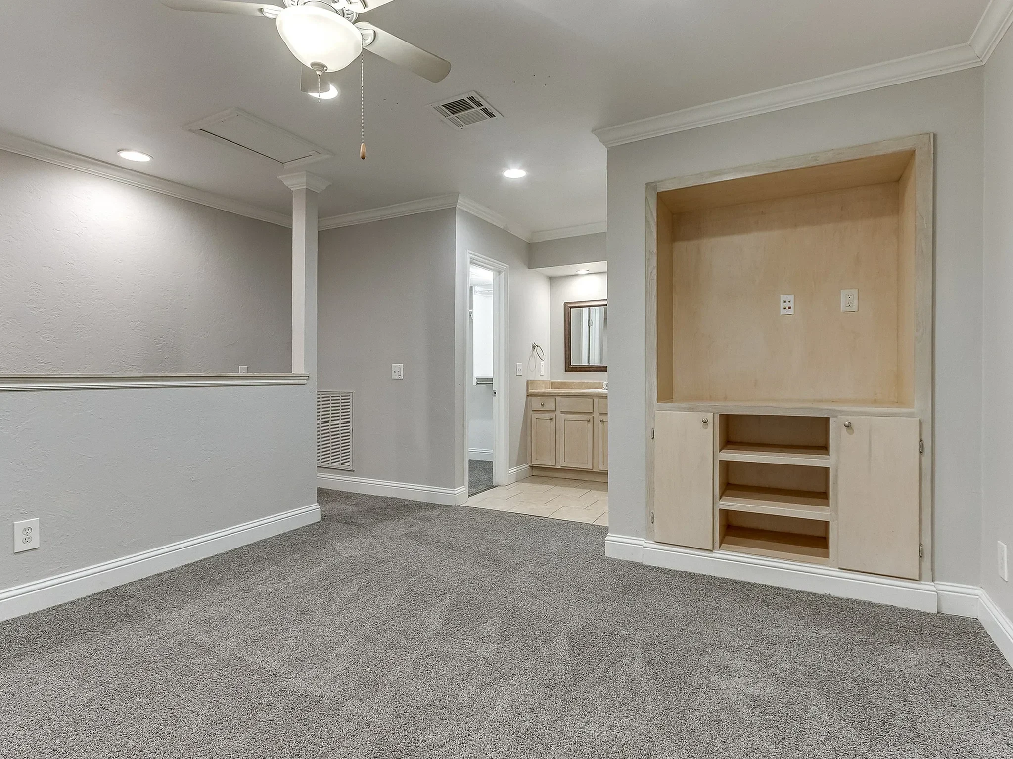 Living space with large windows at The Current in Oklahoma City, Oklahoma