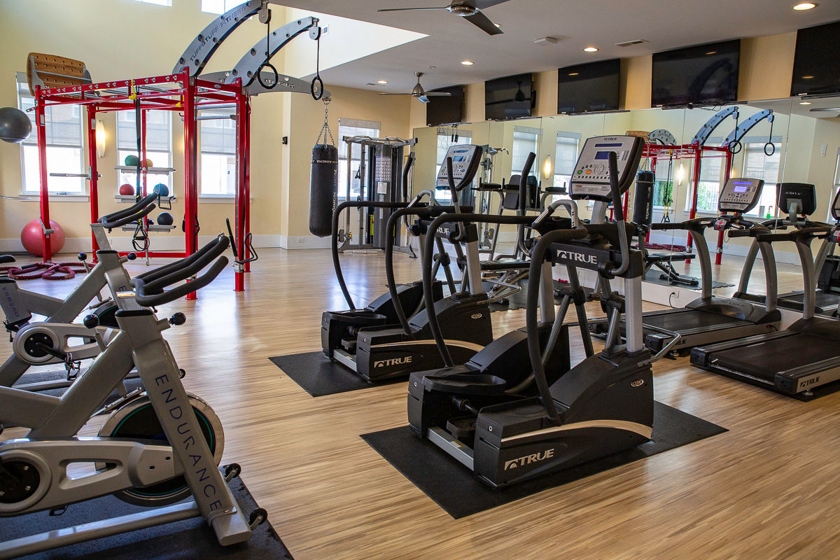Resident fitness center with TRX, treadmills, bikes