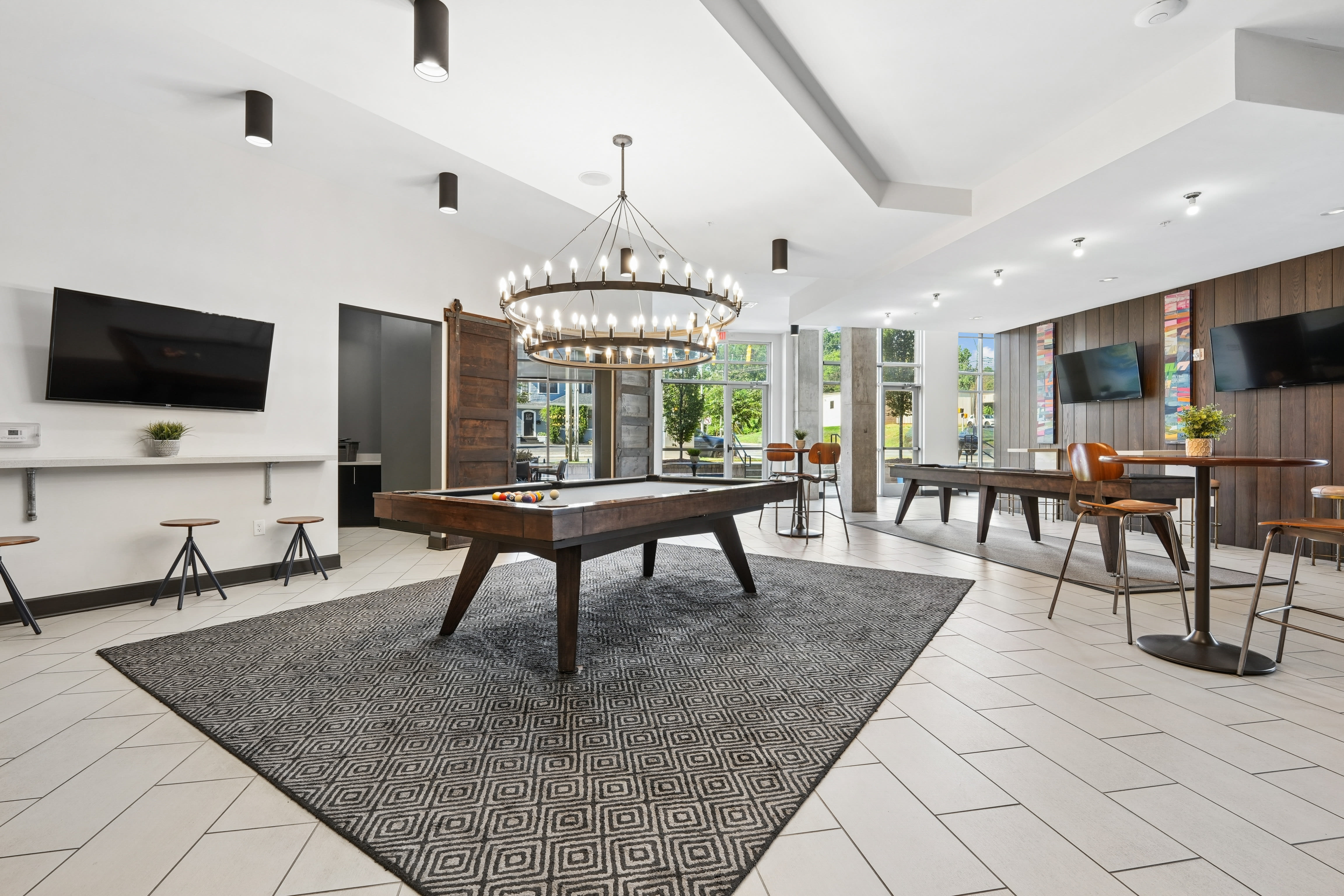 Pool table at Overton Row in Charlotte, North Carolina