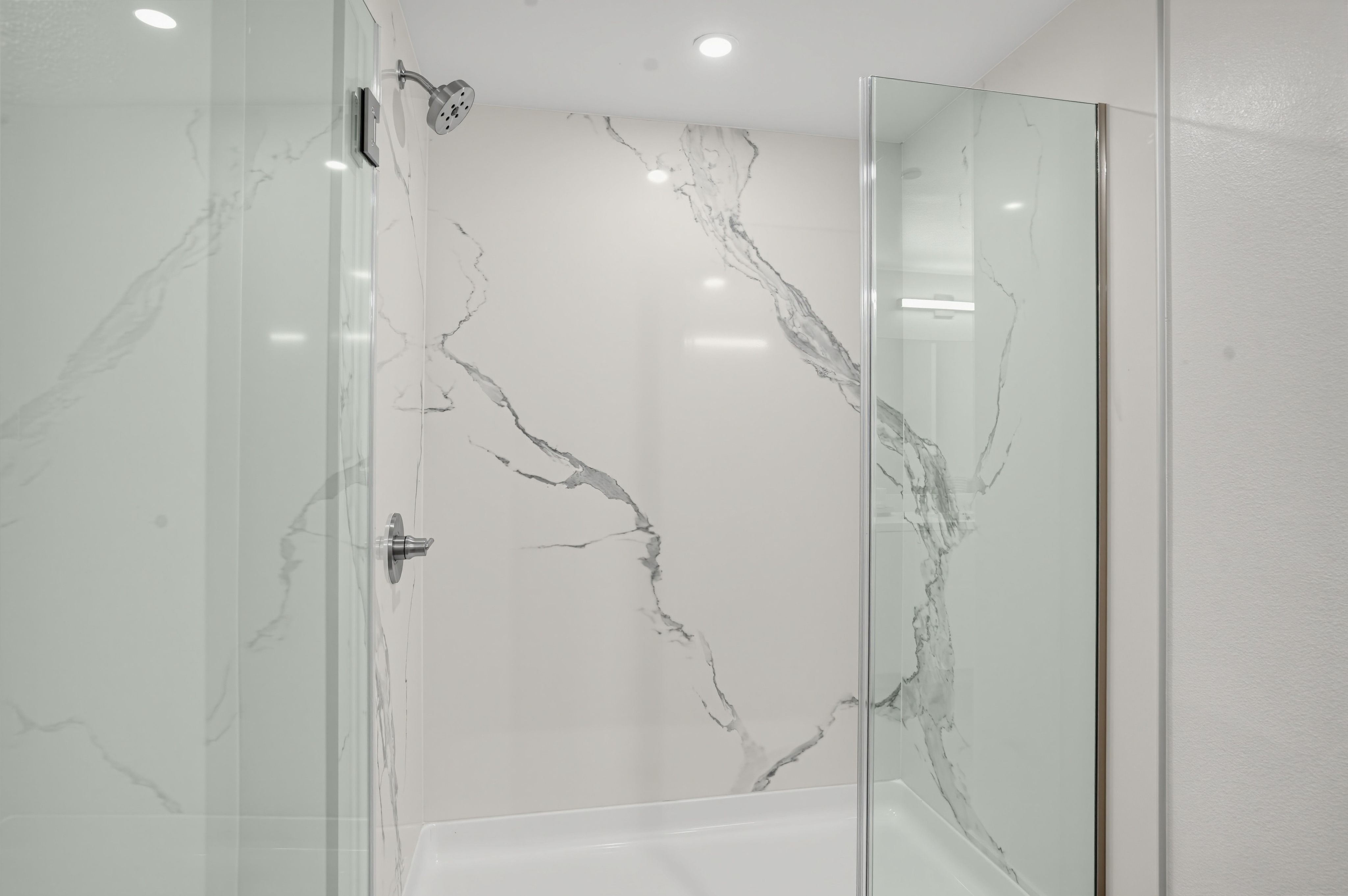Marble shower at The Colton in Redwood City, CA