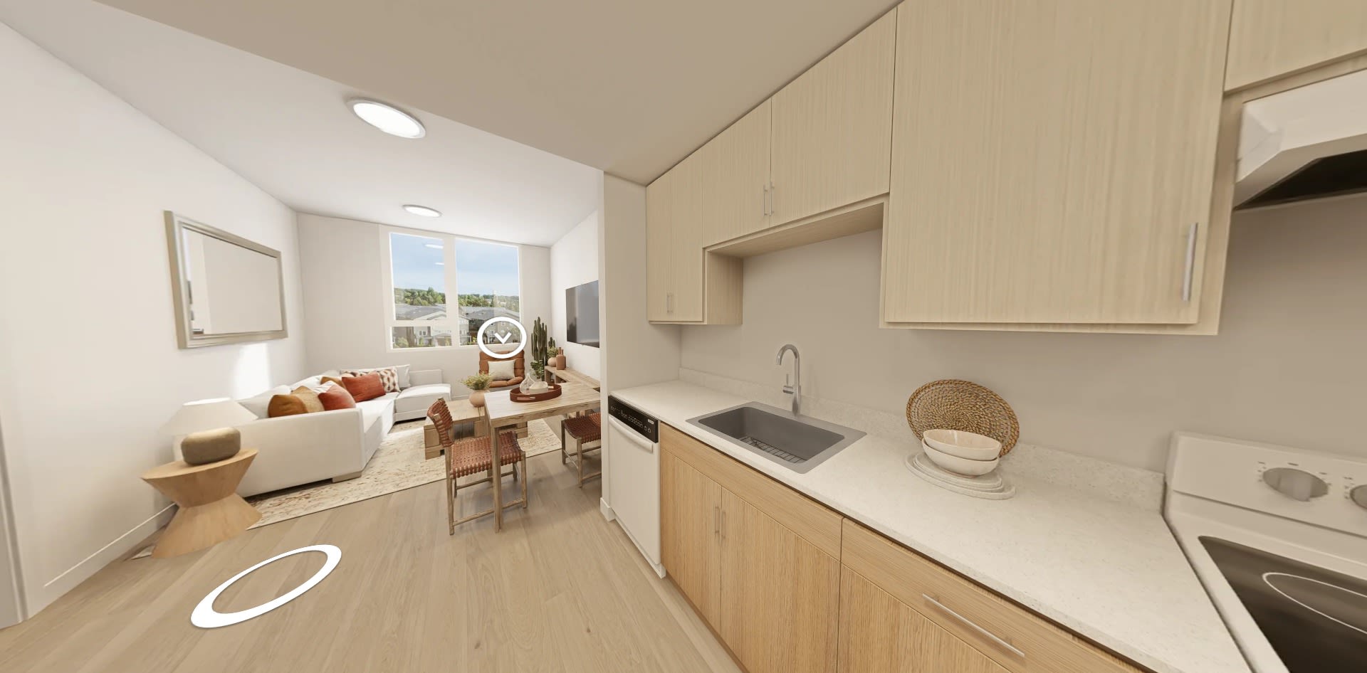 One Bedroom Kitchen Rendering