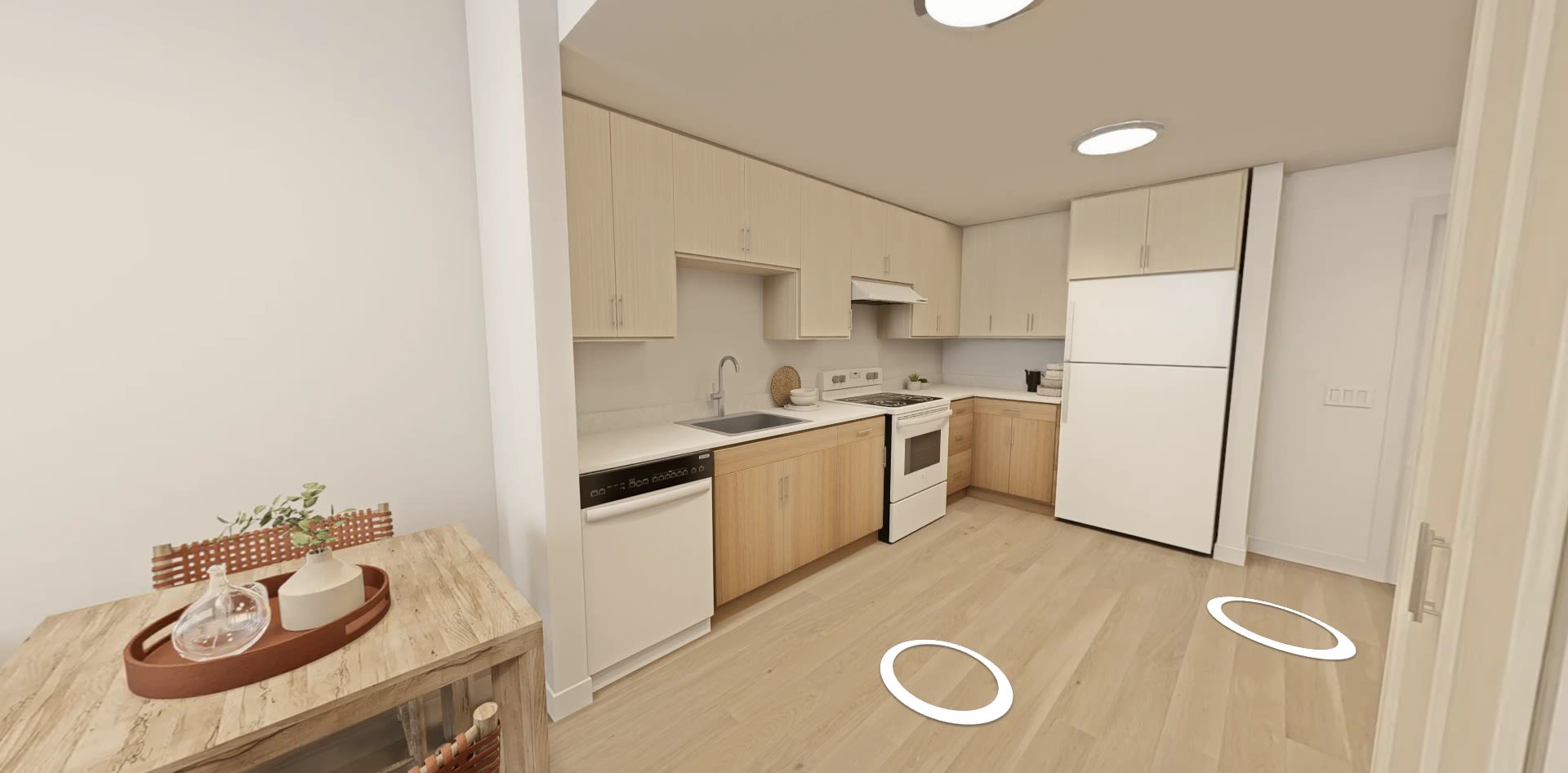 One Bedroom Kitchen Rendering
