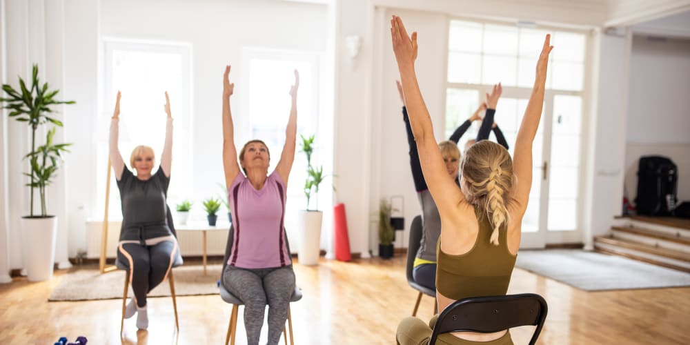 Resident exercise class at The Blake at Charlottesville in Charlottesville, Virginia