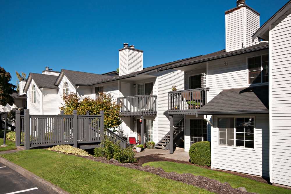 Sunny balconies at Wellington Apartments in Silverdale, Washington