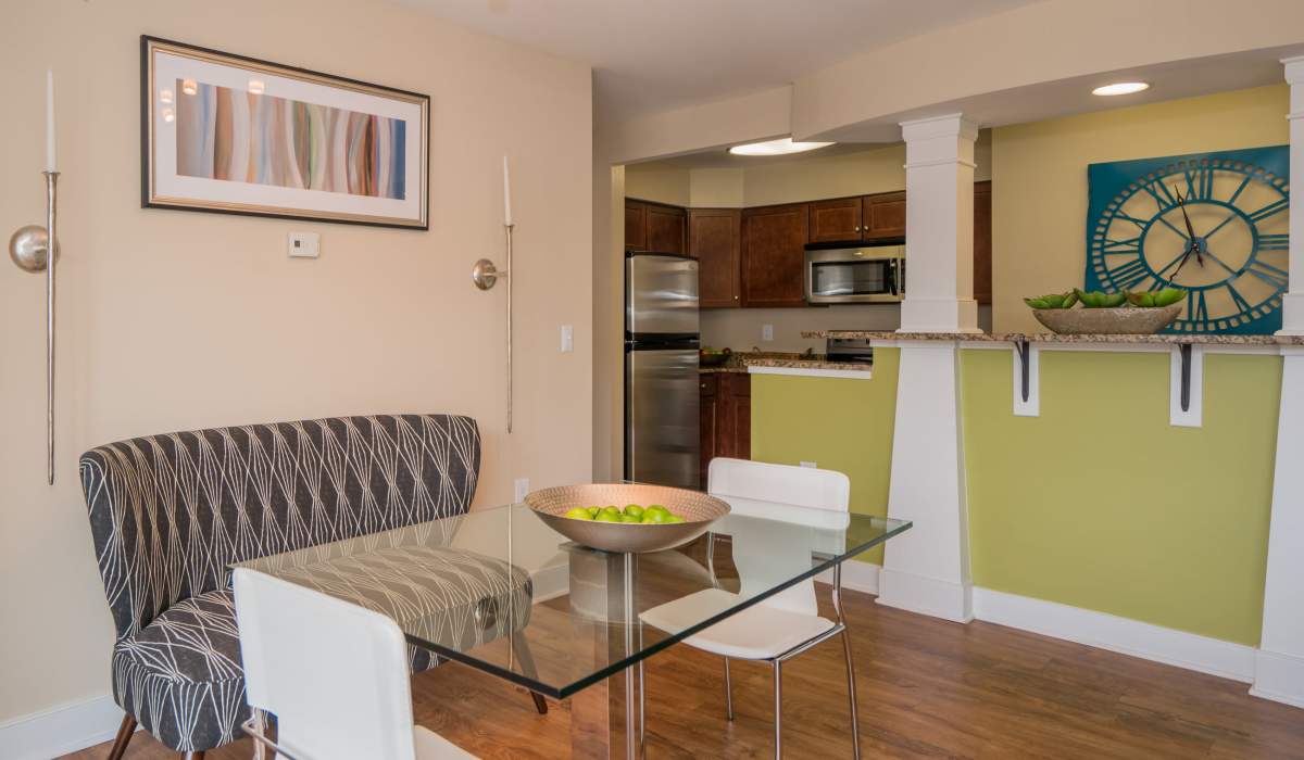 Apartment with glass table at The Encore, Alexandria, Virginia